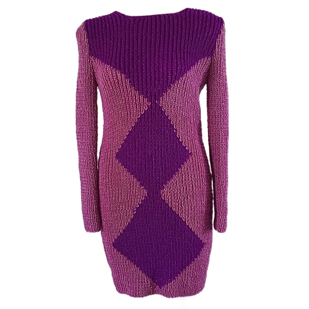 HANDMADE home knitted long sleeve ribbed Dress body-con Tan beige - Picture 10 of 10